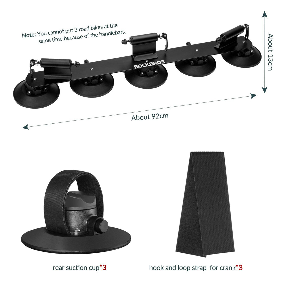 ROCKBROS Porte-vélo de vélo Porte-vélo de toit avec ventouses Montage rapide