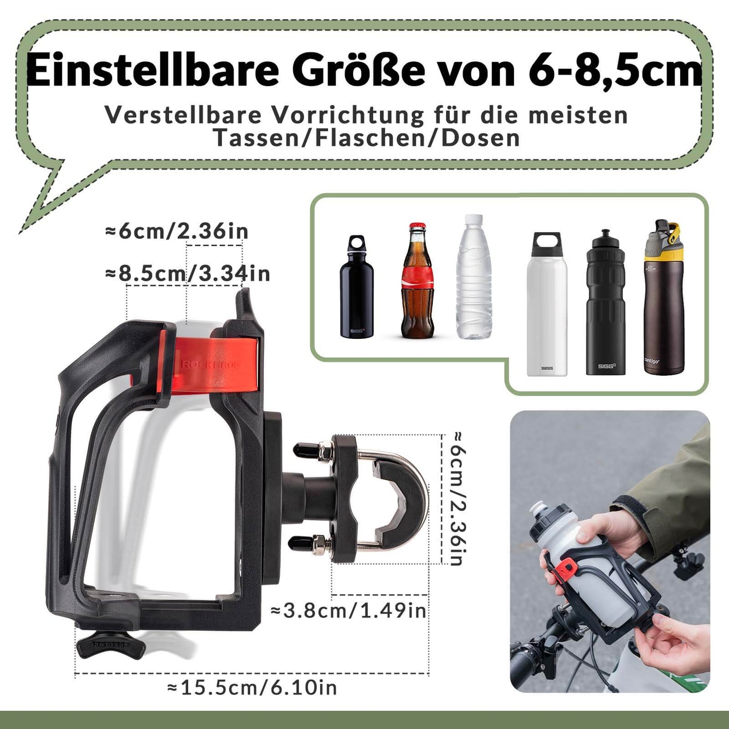 Porte-bouteille réglable pour vélo, rotatif à 360°, ROCKBROS