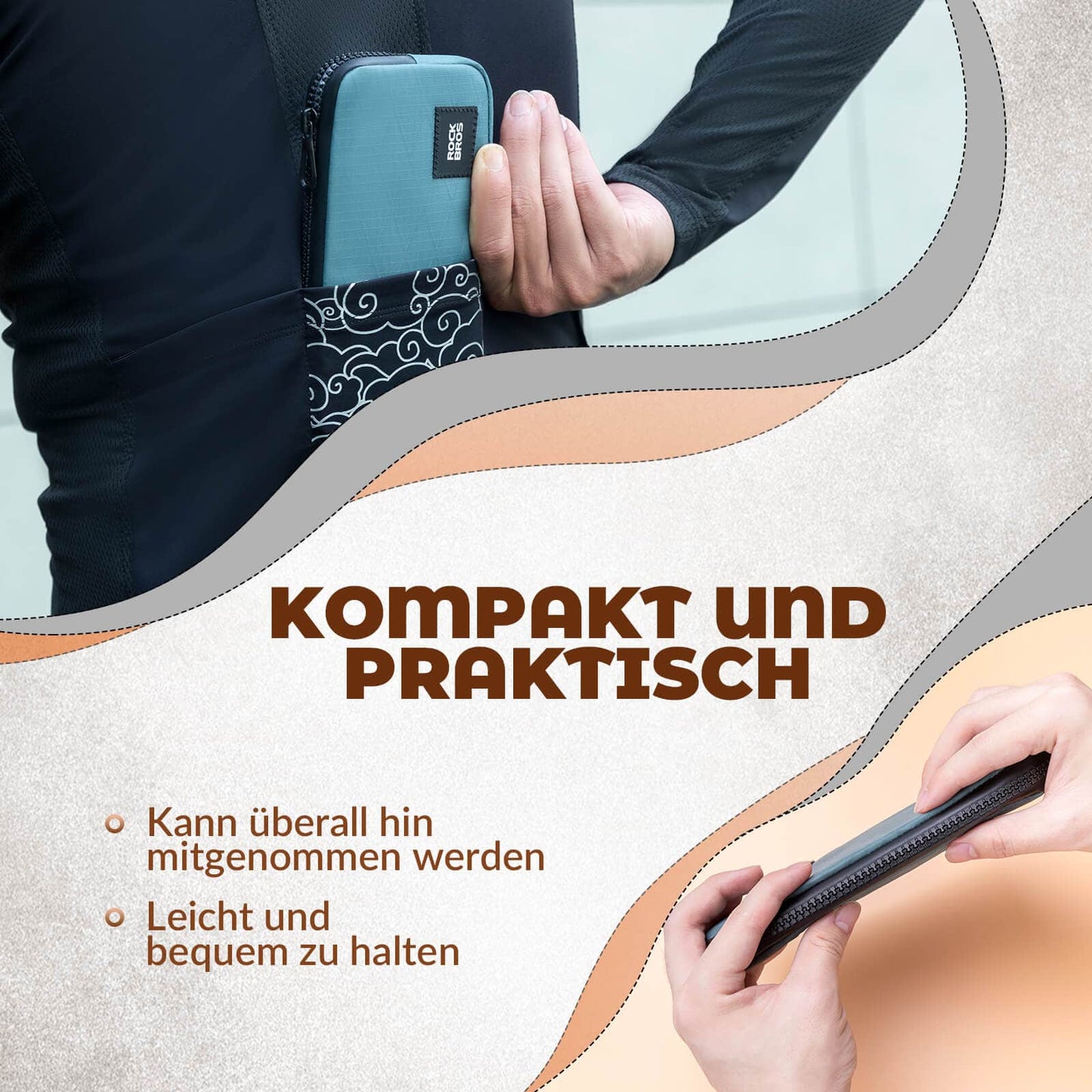 Portefeuille, porte-monnaie, étui pour téléphone, cartes de crédit et clés, ROCKBROS