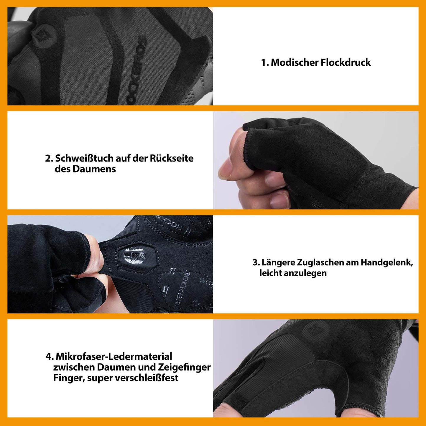 Gants de cyclisme unisexes demi-doigts ROCKBROS, absorbant les chocs et antidérapants