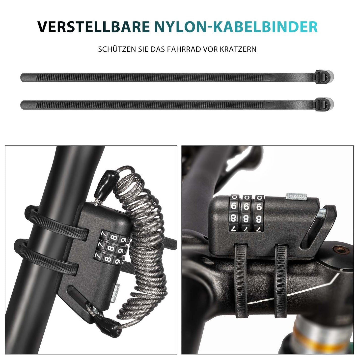 Antivol de casque 150 cm, cadenas à combinaison 3 chiffres ROCKBROS