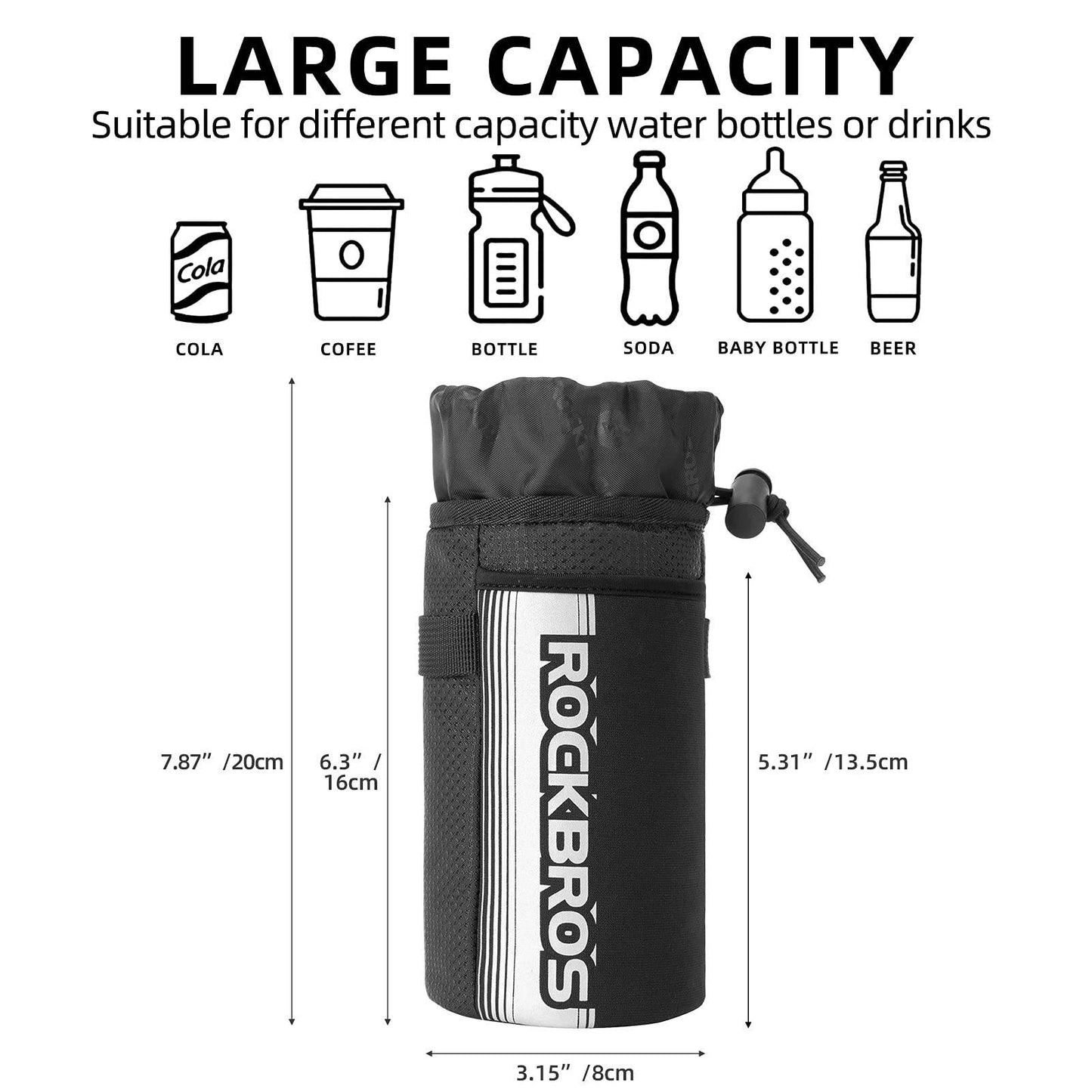 Sacoche de guidon de vélo isotherme avec porte-bouteille et poche pour téléphone portable ROCKBROS