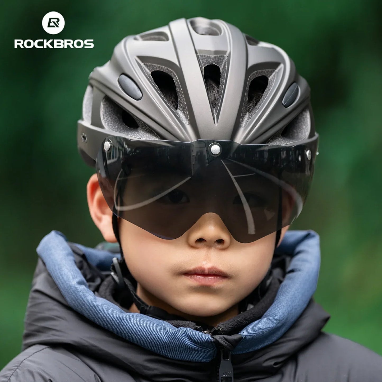 Casque de vélo enfant avec lunettes et visière magnétiques amovibles intégrées ROCKBROS