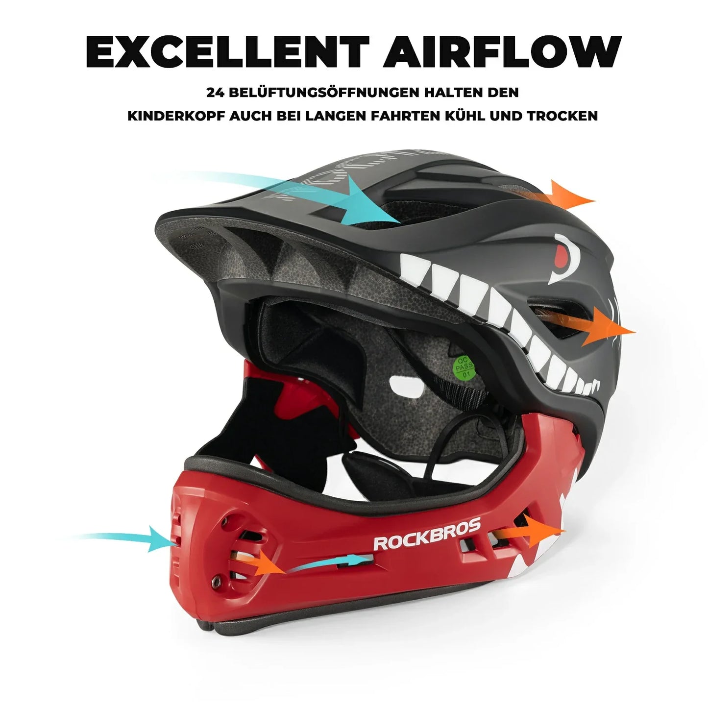 Casque intégral pour enfants à motif dessin animé avec mentonnière amovible ROCKBROS