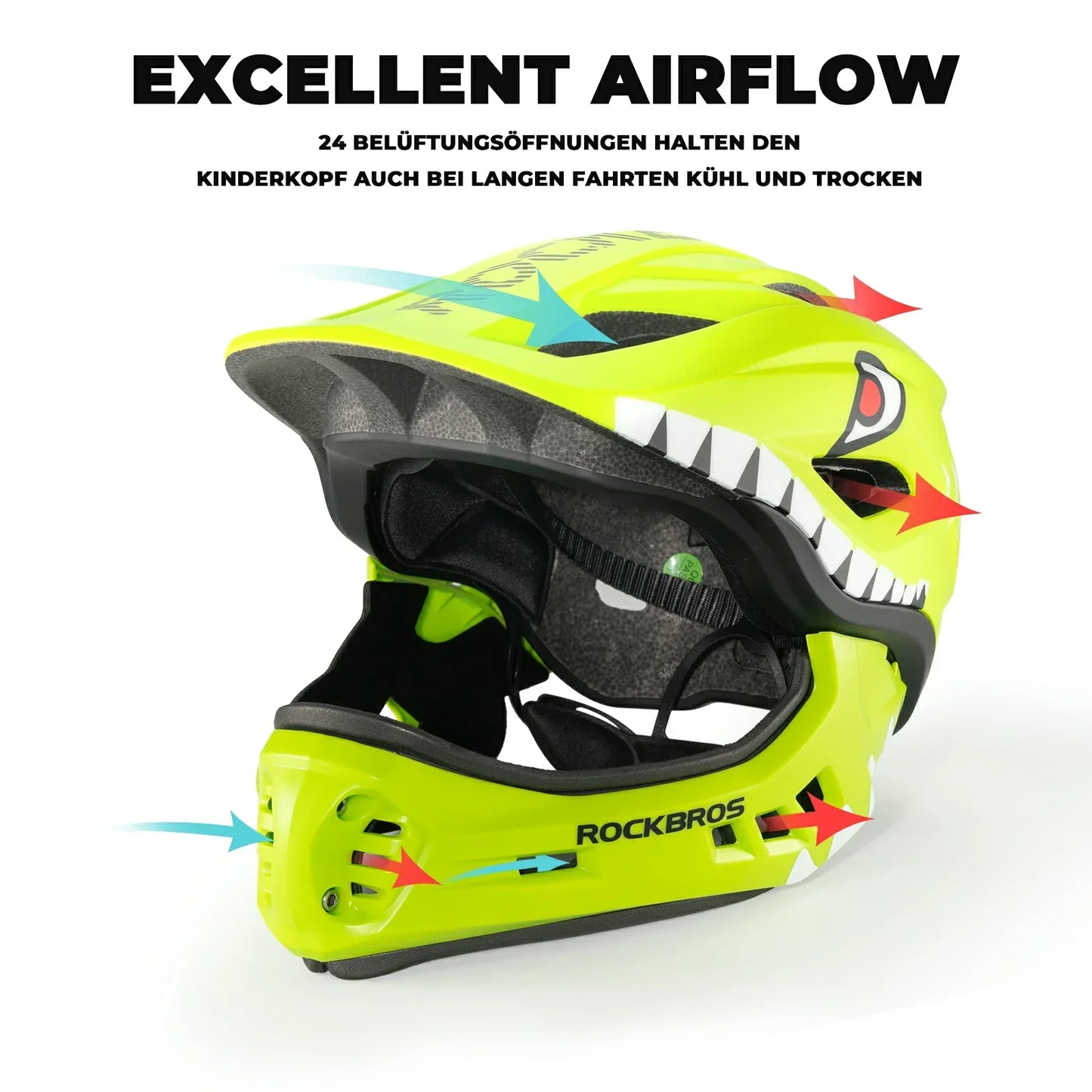 Casque intégral pour enfants à motif dessin animé avec mentonnière amovible ROCKBROS