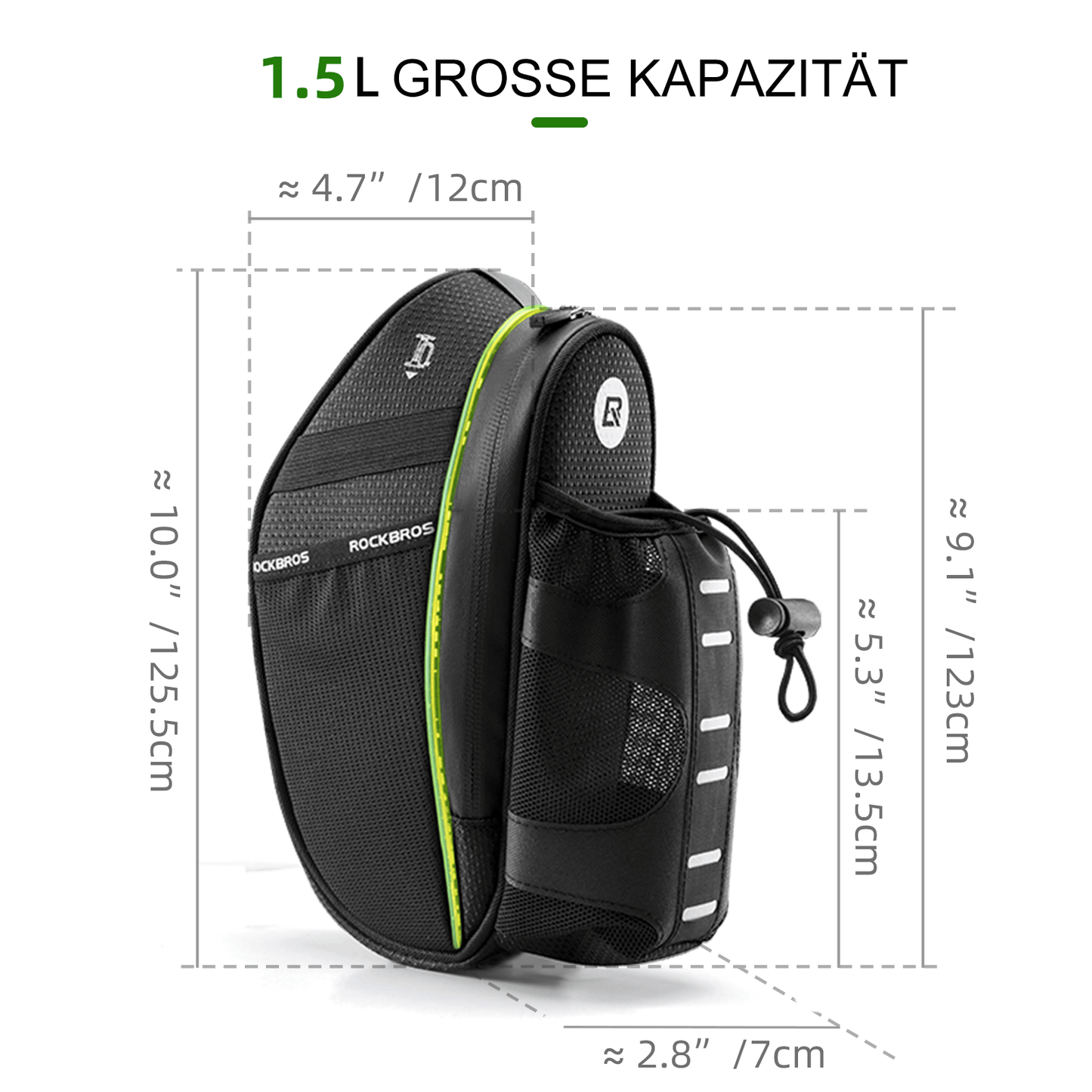 Sacoche de selle de vélo résistante aux rayures avec porte-bouteille 1,5 L ROCKBROS