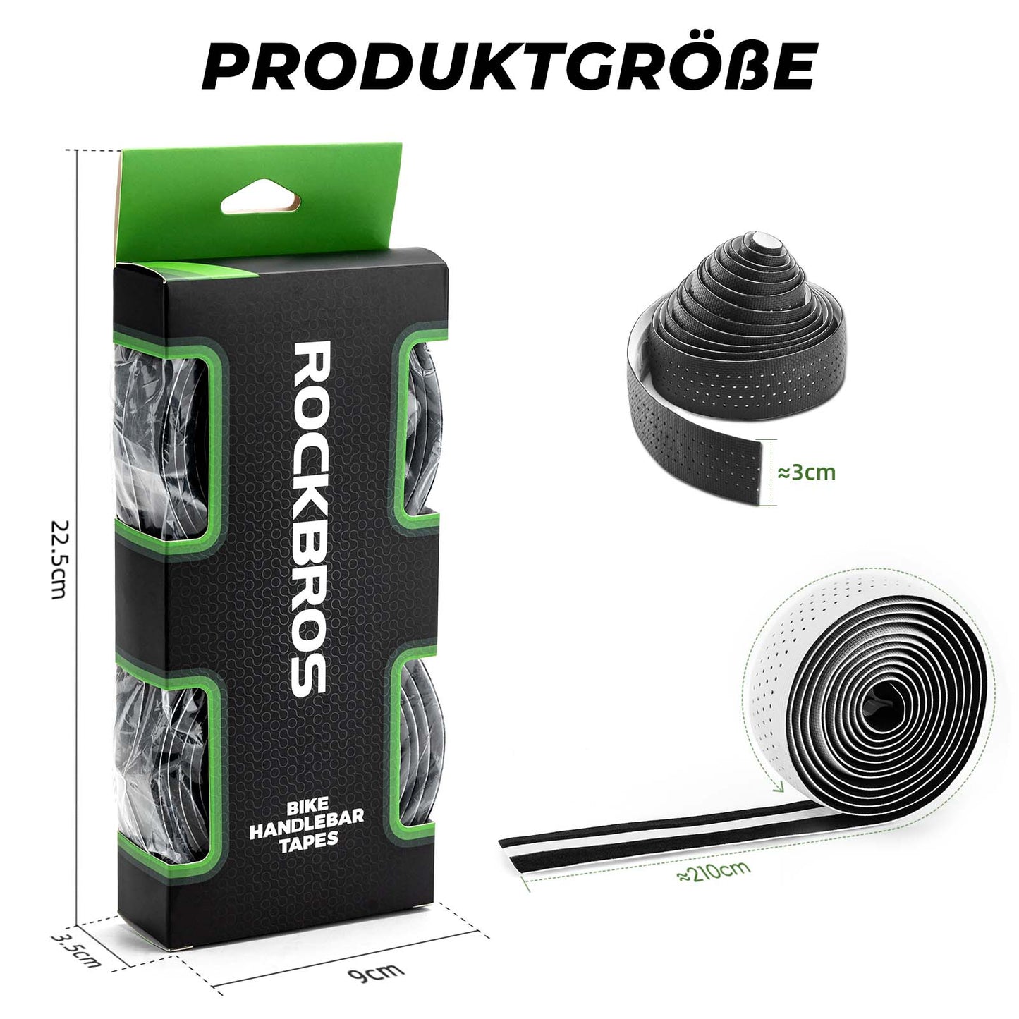 Ruban de guidon pour vélo de route, antidérapant, absorbant les chocs, 2 rouleaux, ROCKBROS