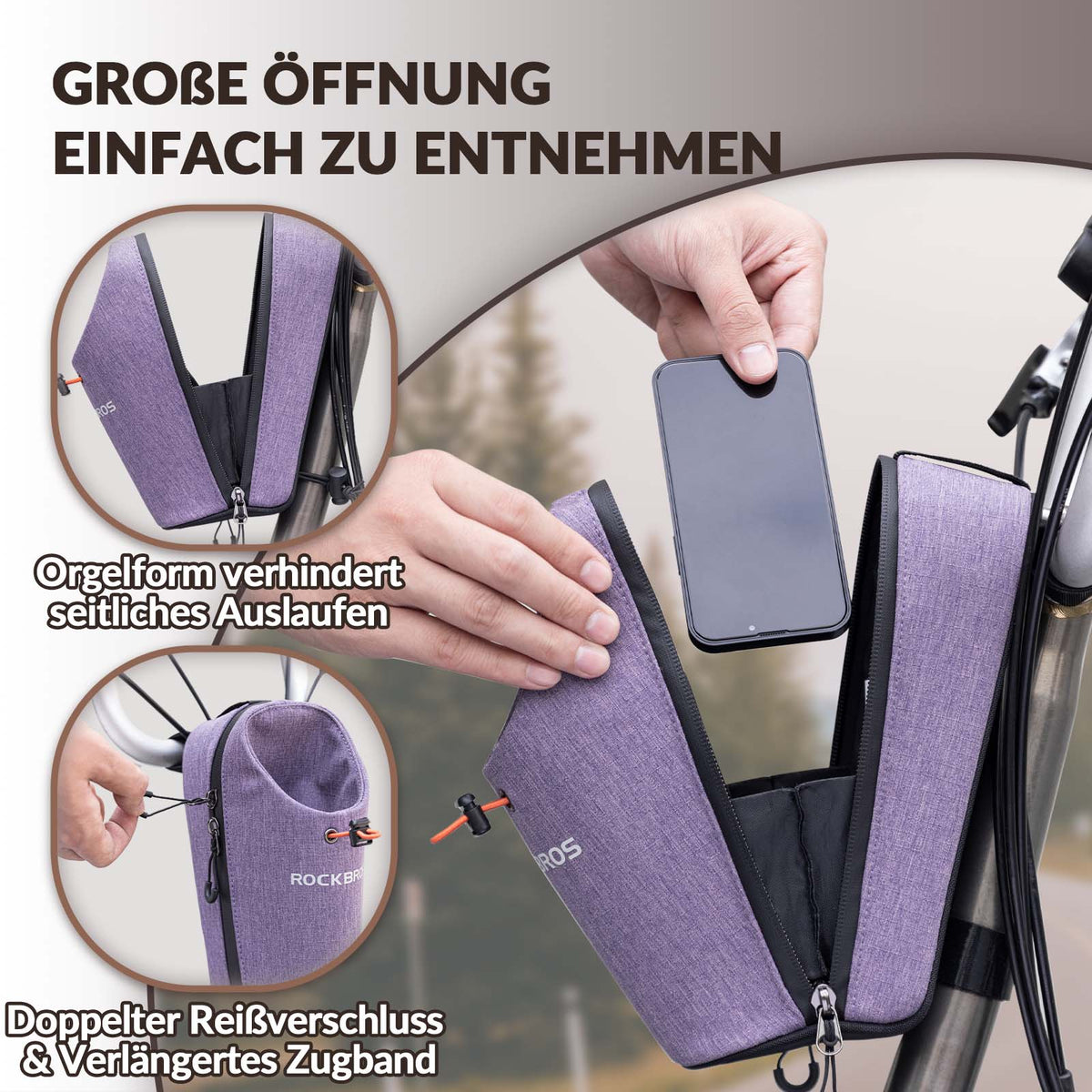 ROCKBROS Sac de guidon Porte-bidon multifonction Design
