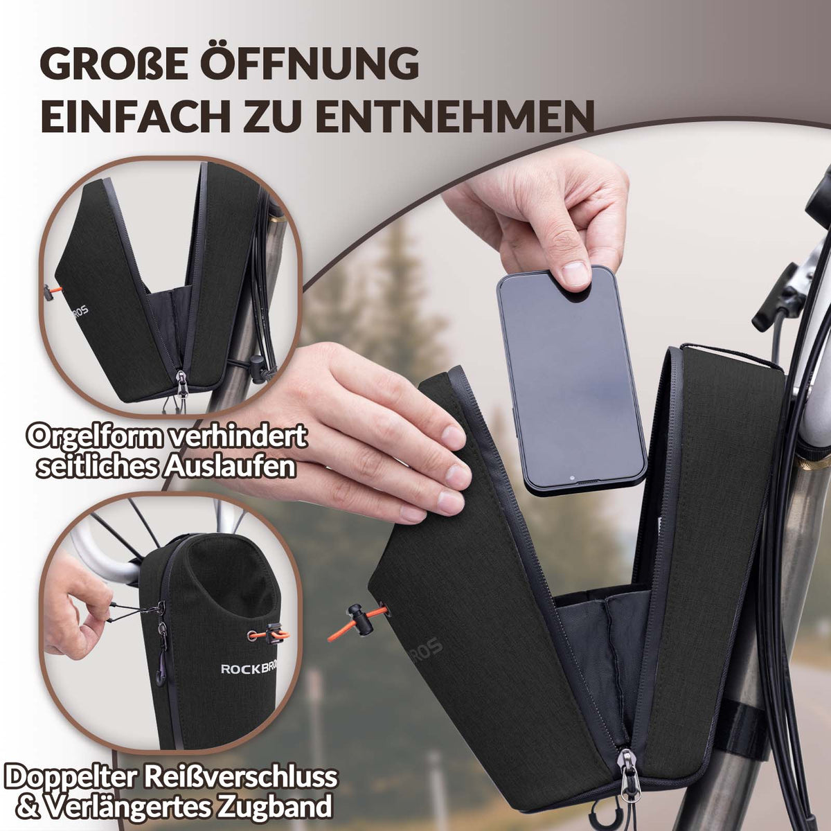 ROCKBROS Sac de guidon Porte-bidon multifonction Design
