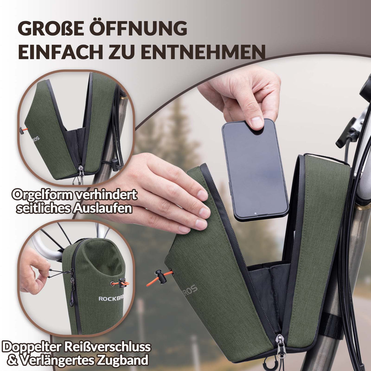ROCKBROS Sac de guidon Porte-bidon multifonction Design