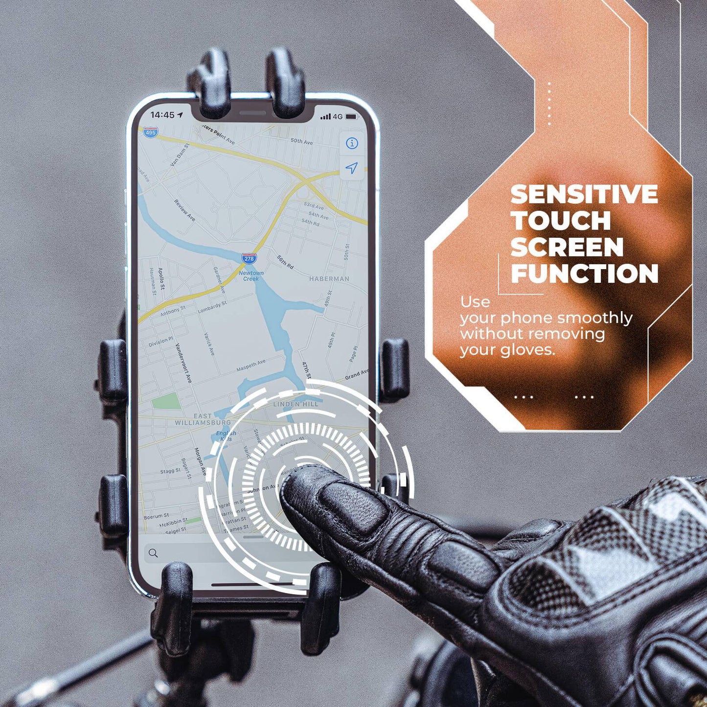 Gants de moto, tactiles, en cuir, à doigts entiers, respirants, ROCKBROS