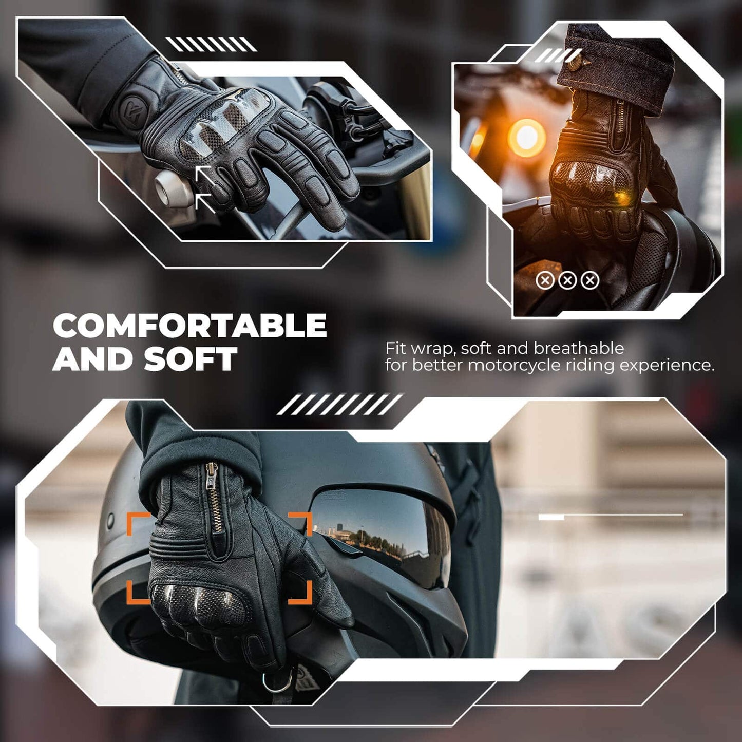 Gants de moto, tactiles, en cuir, à doigts entiers, respirants, ROCKBROS