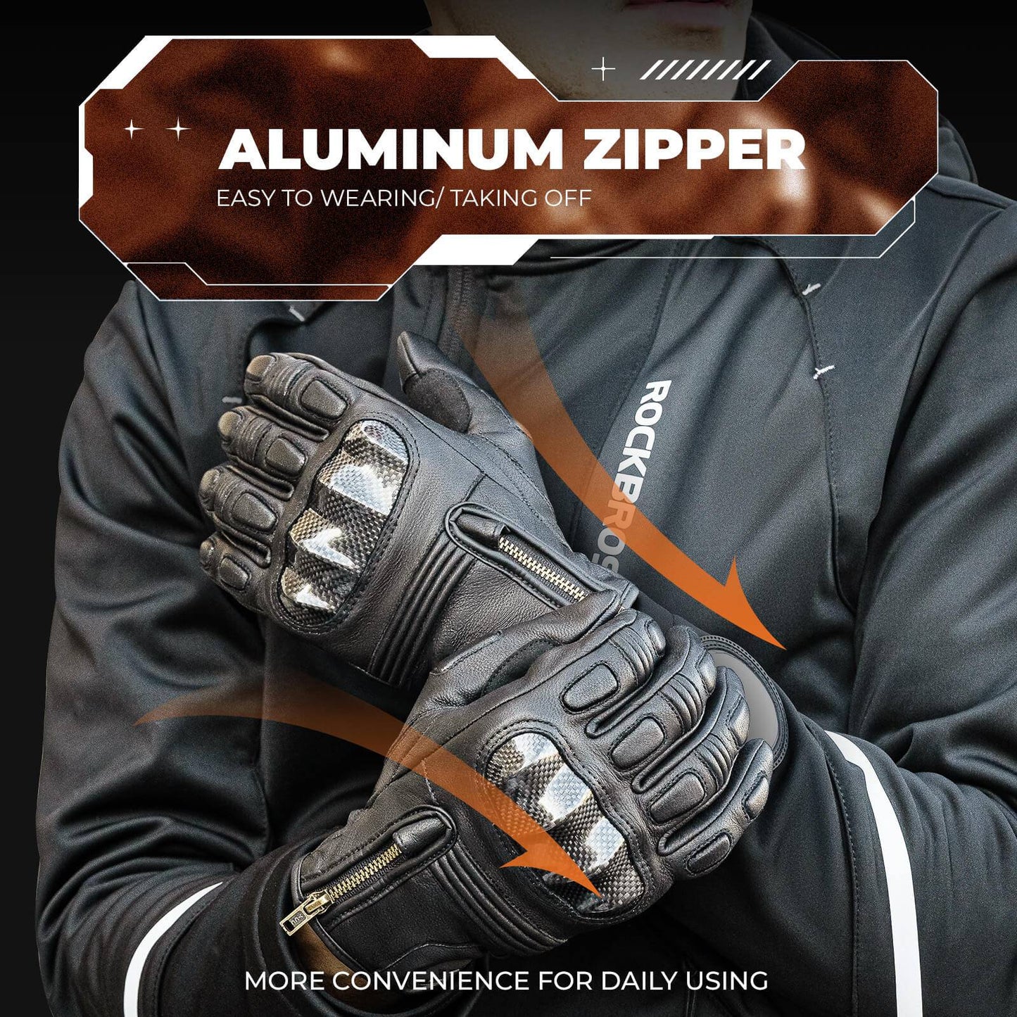 Gants de moto, tactiles, en cuir, à doigts entiers, respirants, ROCKBROS
