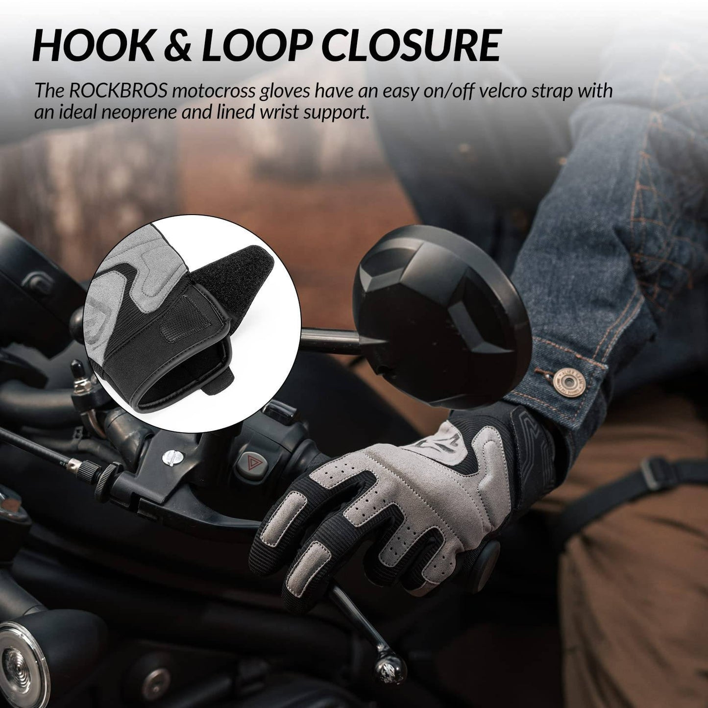 Gants de moto, gants homme coupe-vent compatibles écrans tactiles, ROCKBROS