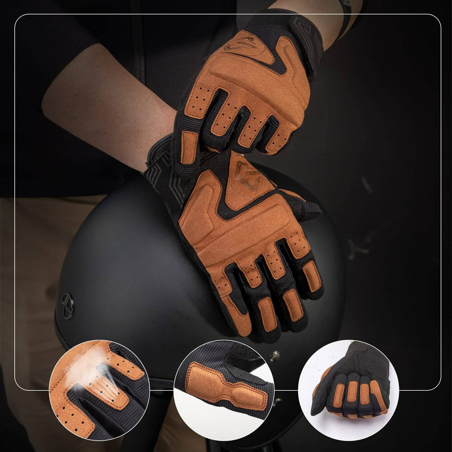 Gants de moto, gants homme coupe-vent compatibles écrans tactiles, ROCKBROS