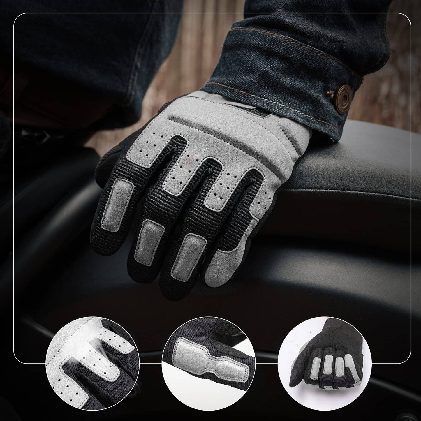 Gants de moto, gants homme coupe-vent compatibles écrans tactiles, ROCKBROS