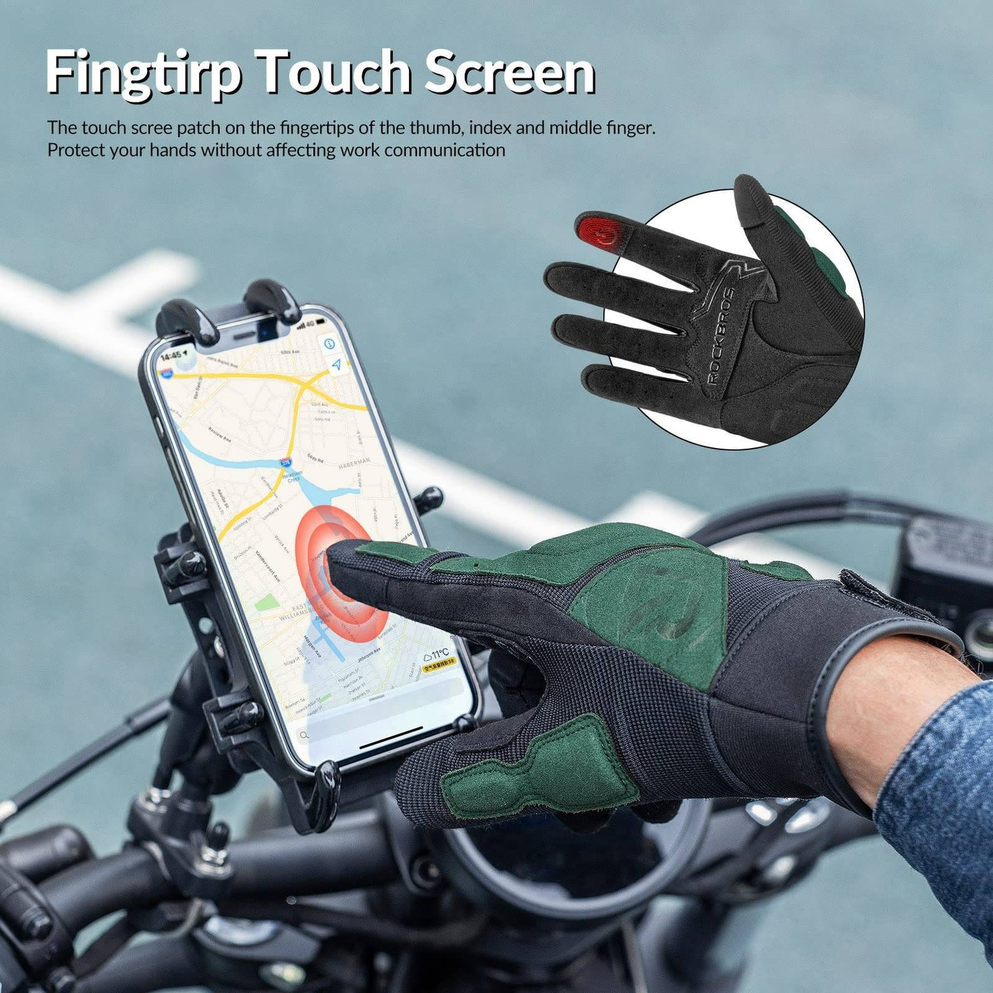 Gants de moto, gants homme coupe-vent compatibles écrans tactiles, ROCKBROS