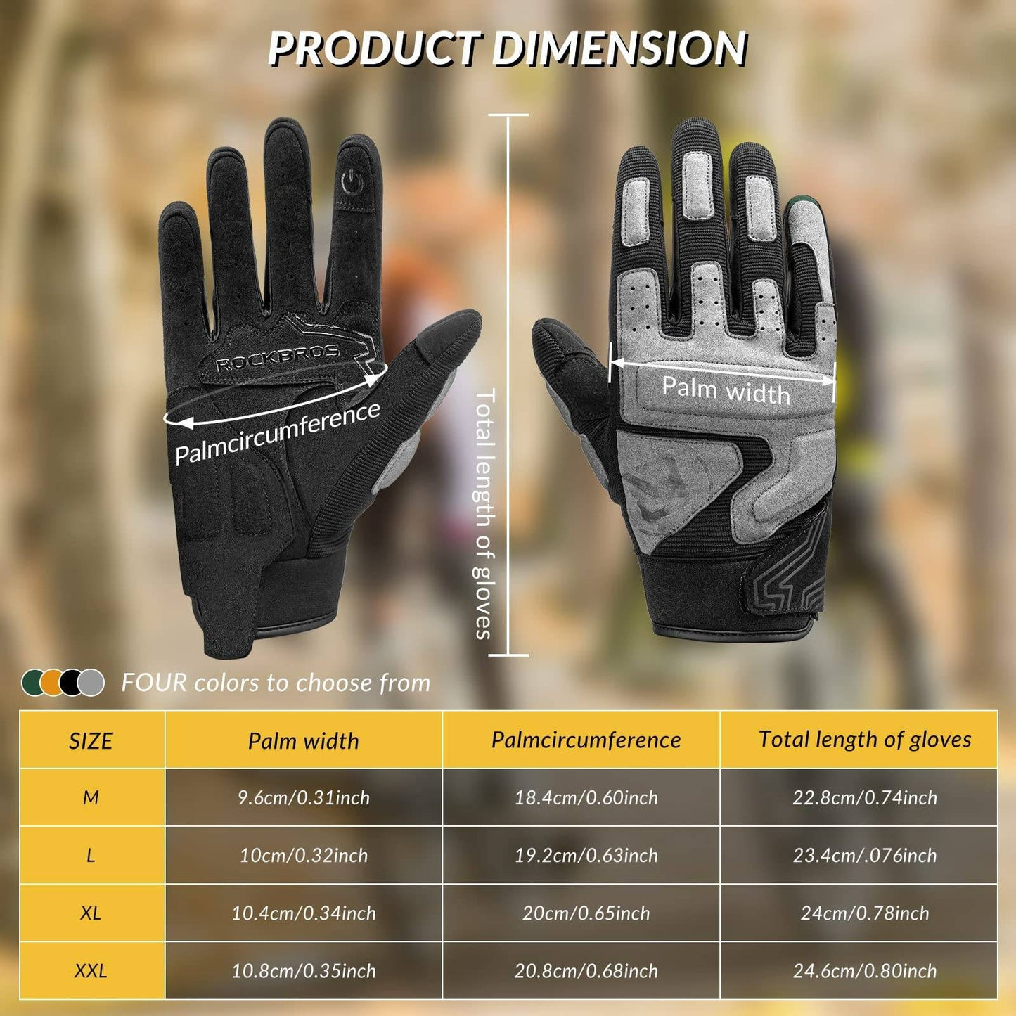 Gants de moto, gants homme coupe-vent compatibles écrans tactiles, ROCKBROS