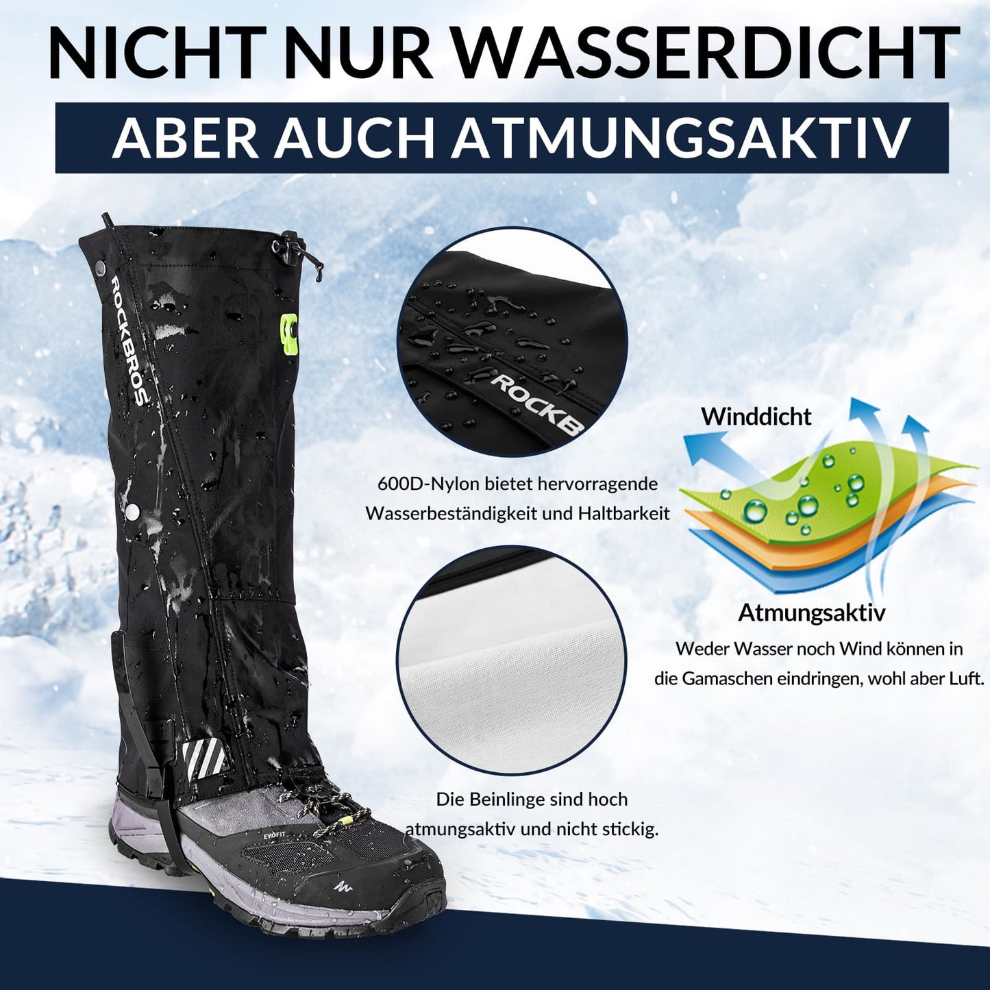 Guêtres d'extérieur imperméables pour la neige, pour hommes et femmes, ROCKBROS