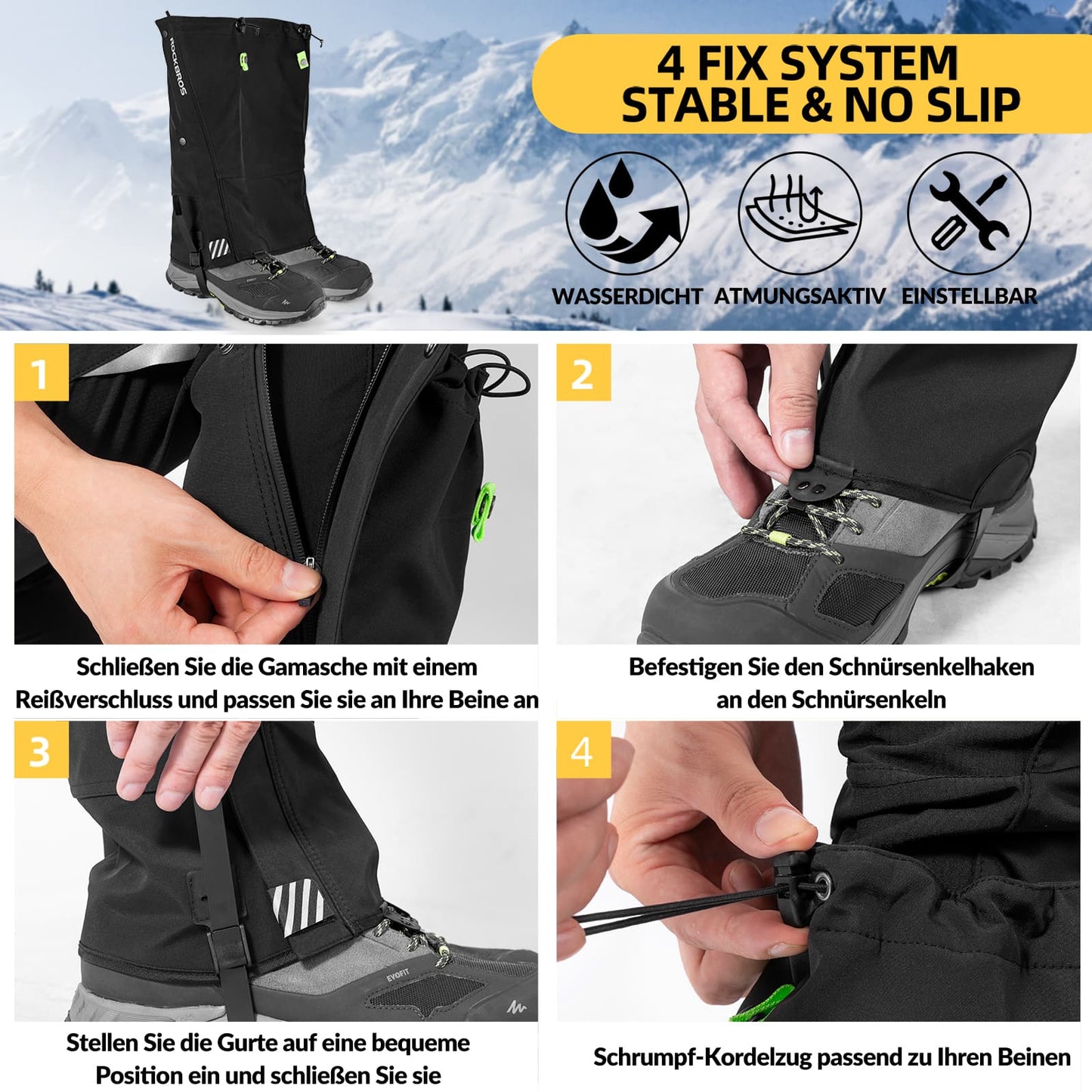 Guêtres d'extérieur imperméables pour la neige, pour hommes et femmes, ROCKBROS