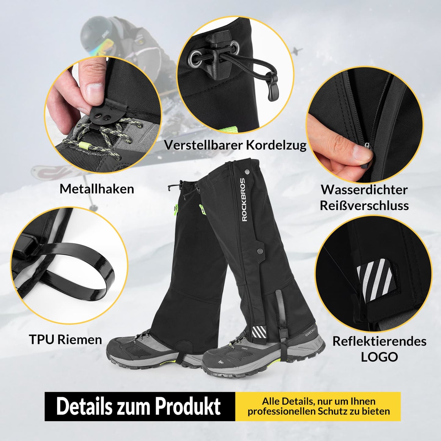 Guêtres d'extérieur imperméables pour la neige, pour hommes et femmes, ROCKBROS