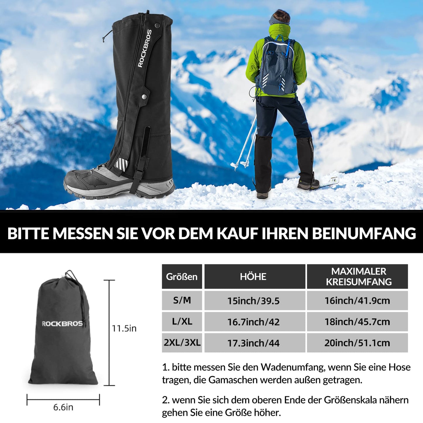 Guêtres d'extérieur imperméables pour la neige, pour hommes et femmes, ROCKBROS