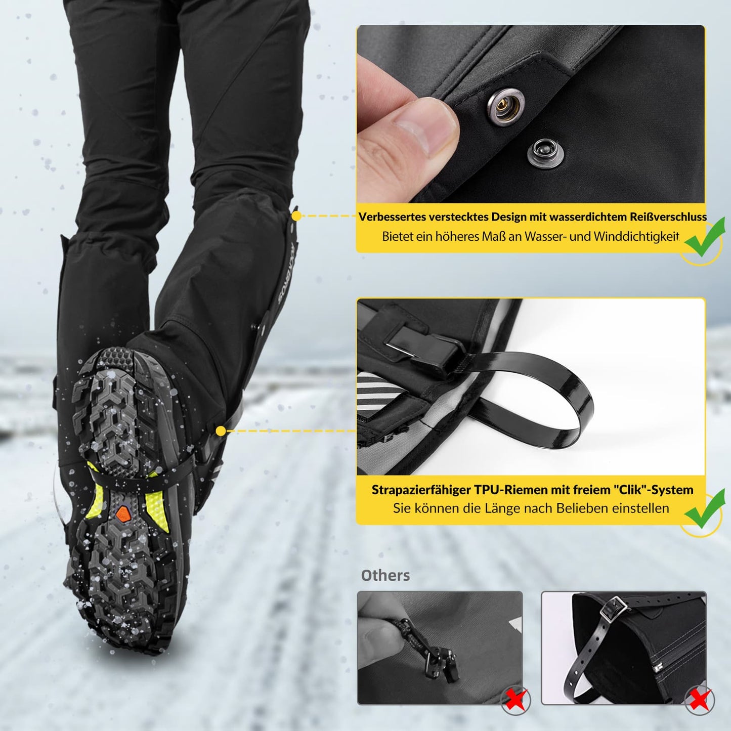 Guêtres d'extérieur imperméables pour la neige, pour hommes et femmes, ROCKBROS