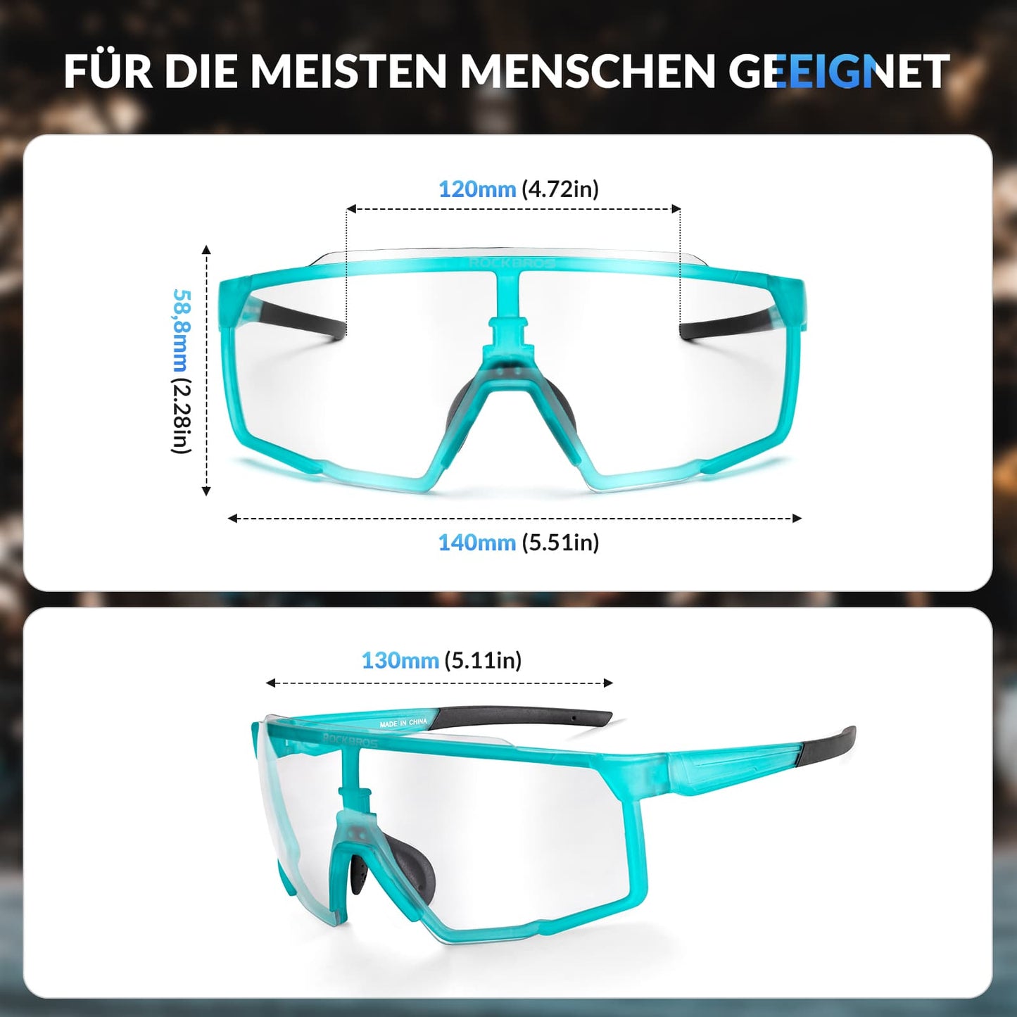 Lunettes de cyclisme photochromiques HD pour activités de plein air, bleues, ROCKBROS