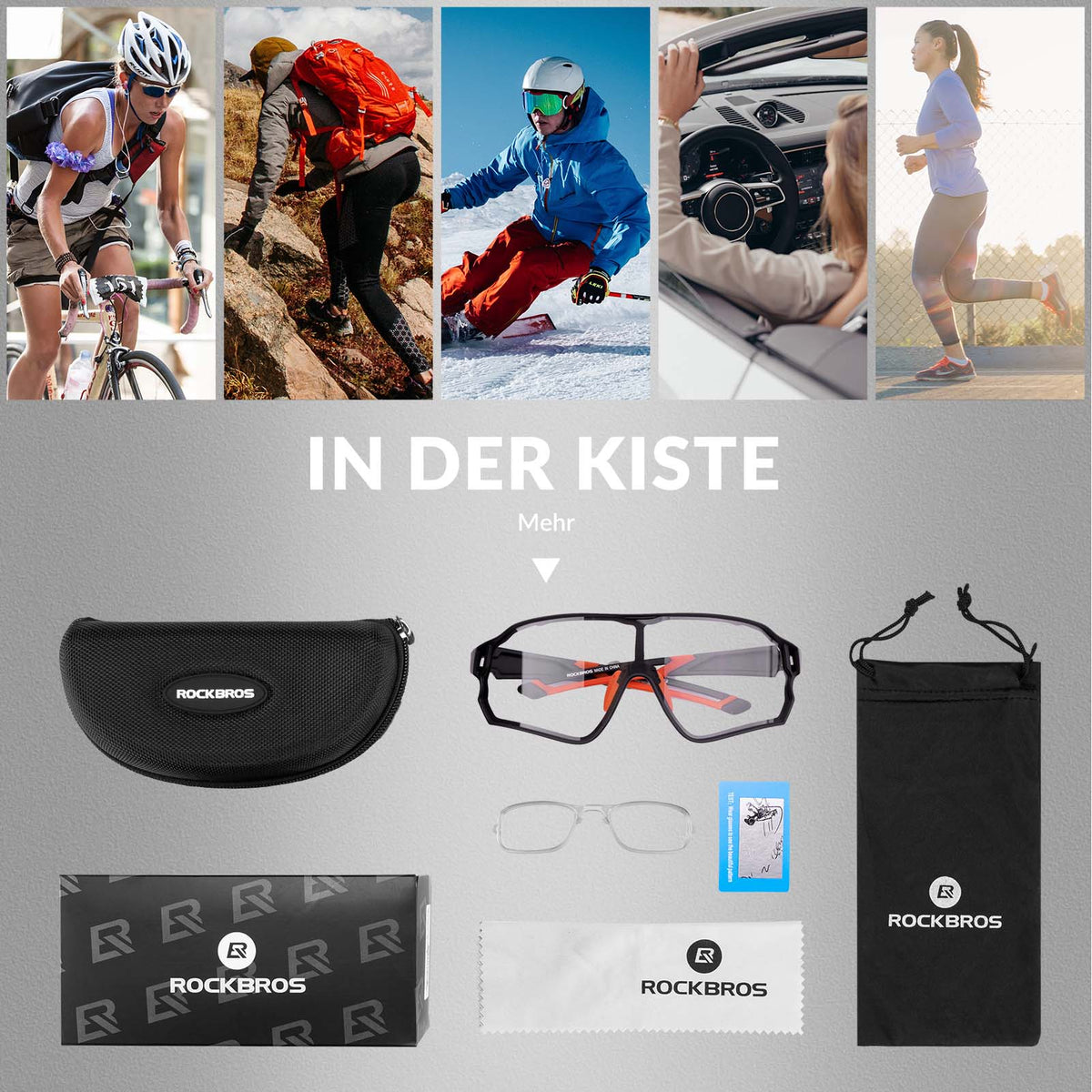 Lunettes de vélo dynamiques ROCKBROS avec filtre solaire UV400