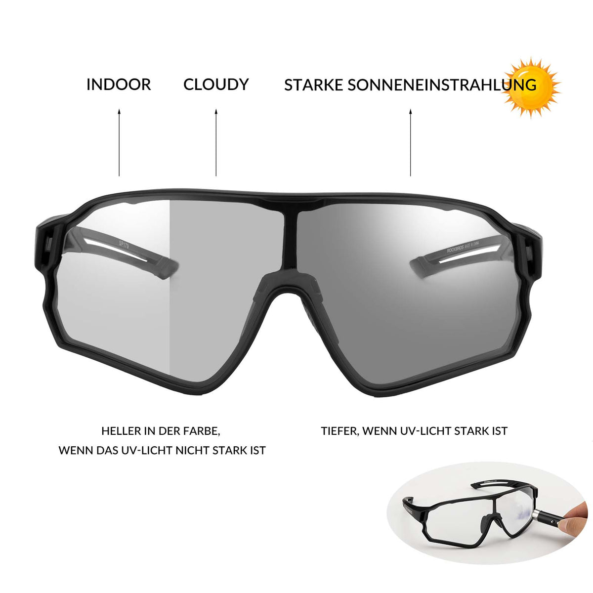 Lunettes de vélo dynamiques ROCKBROS avec filtre solaire UV400