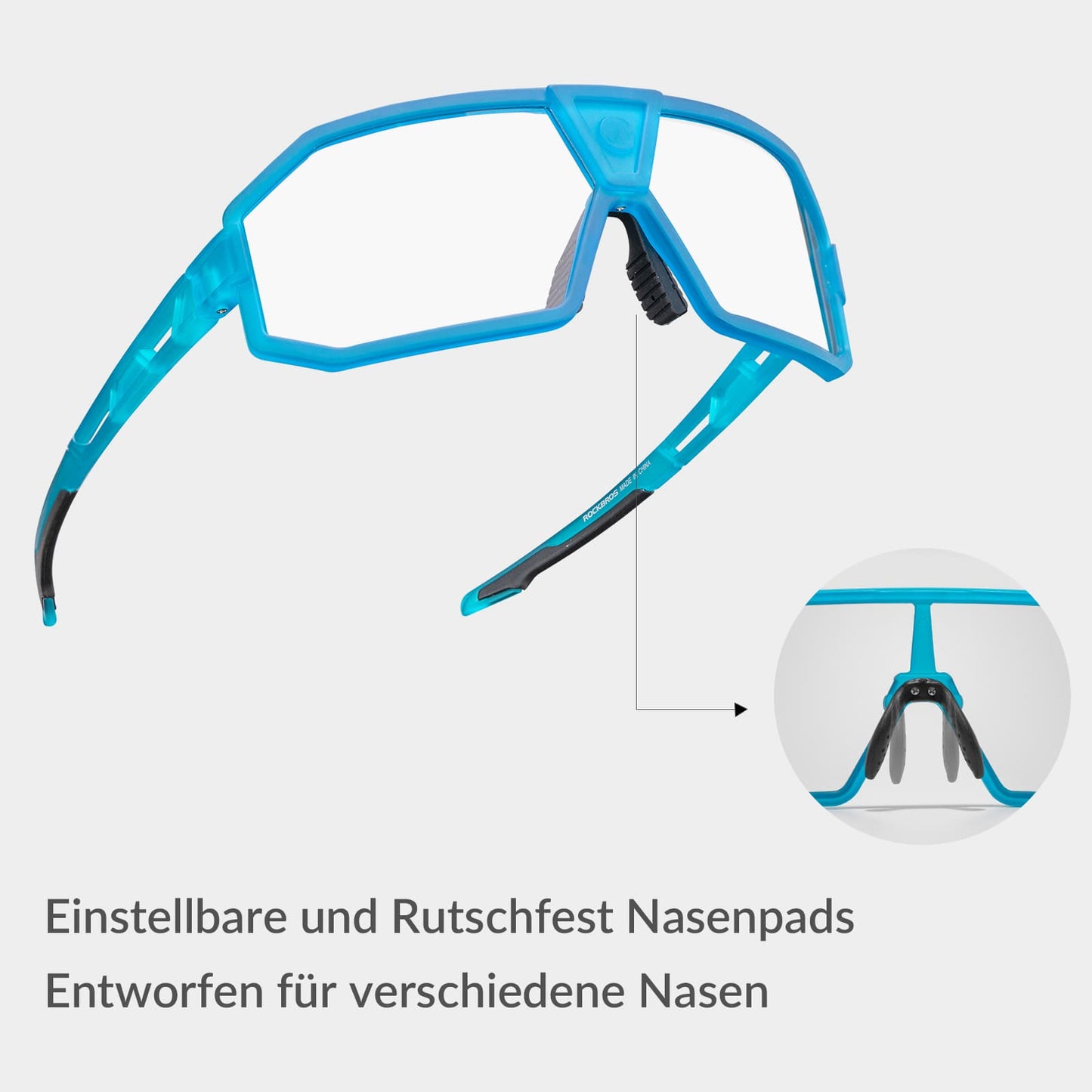 Lunettes de soleil photochromiques, protection UV400, lunettes de cyclisme unisexes bleues ROCKBROS