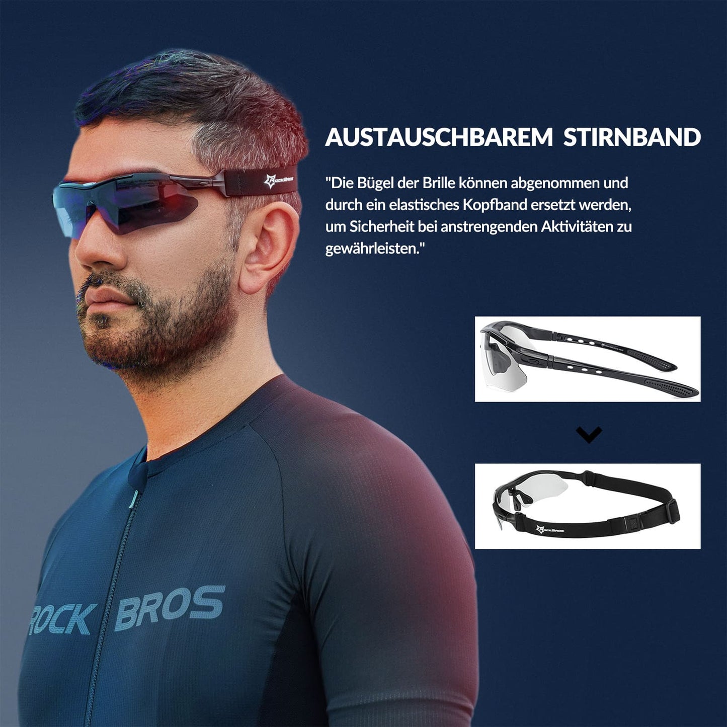 Lunettes de sport photochromiques avec bandeau élastique interchangeable ROCKBROS