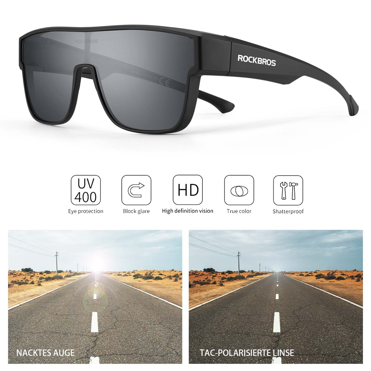 Lunettes de cyclisme polarisées, lunettes de myopie, lunettes de protection, lunettes de sport unisexes, ROCKBROS