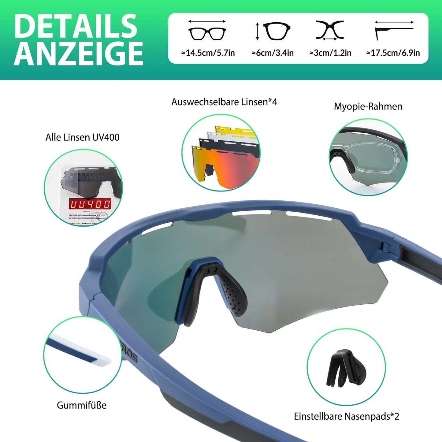 Lunettes de cyclisme polarisées avec 4 verres interchangeables ROCKBROS