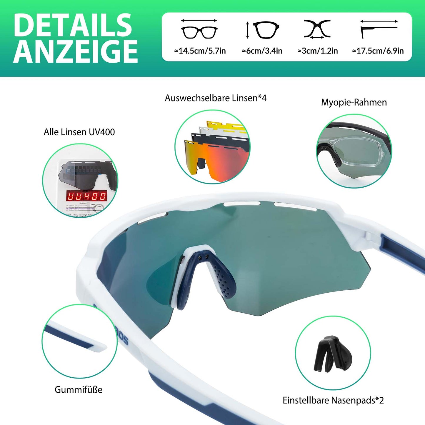 Lunettes de cyclisme polarisées avec 4 verres interchangeables ROCKBROS