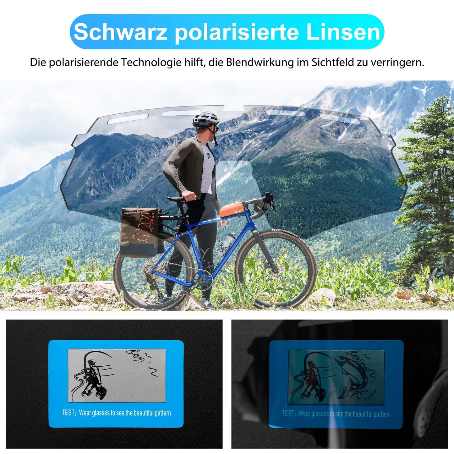 Lunettes de cyclisme polarisées avec 4 verres interchangeables ROCKBROS