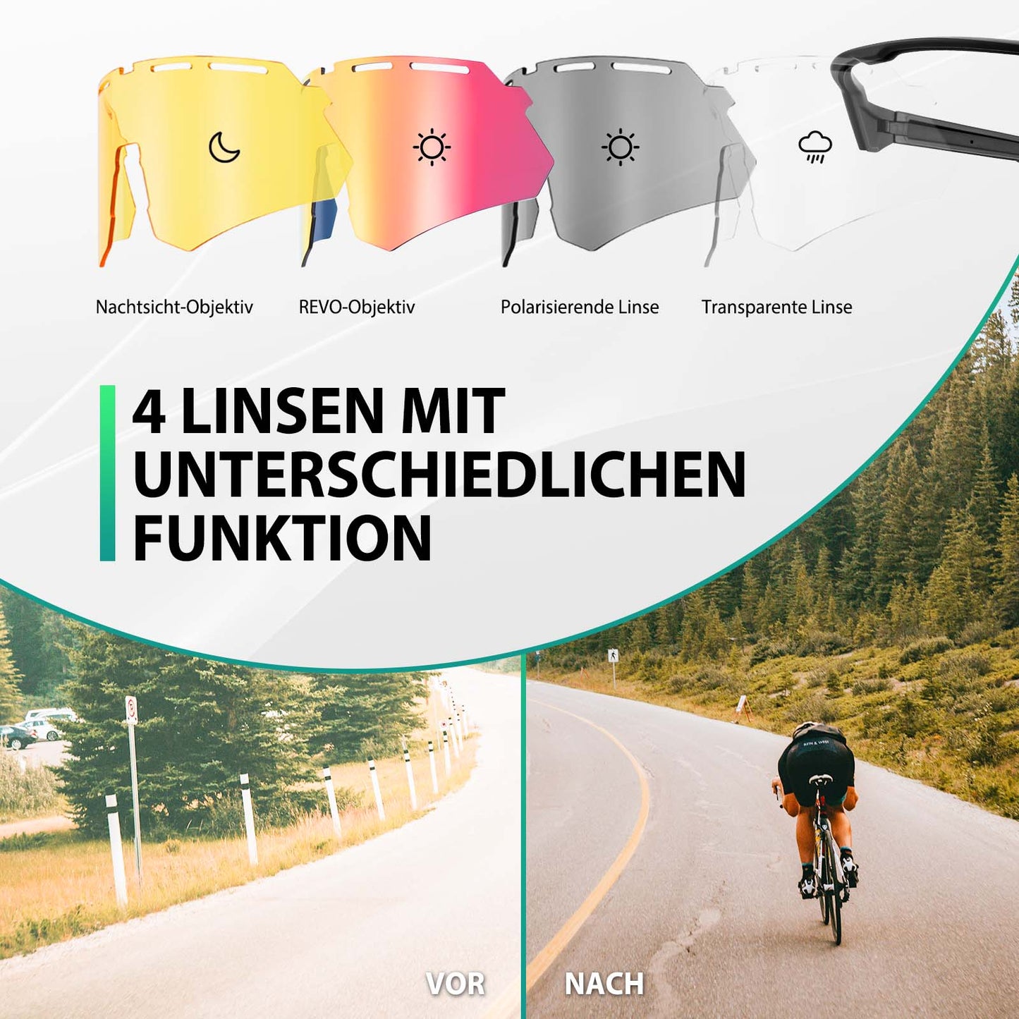 Lunettes de cyclisme polarisées avec 4 verres interchangeables ROCKBROS