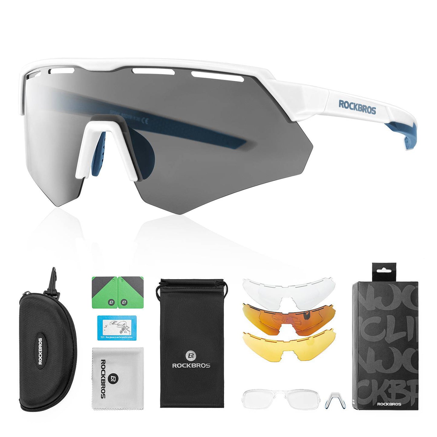 Lunettes de cyclisme polarisées avec 4 verres interchangeables ROCKBROS