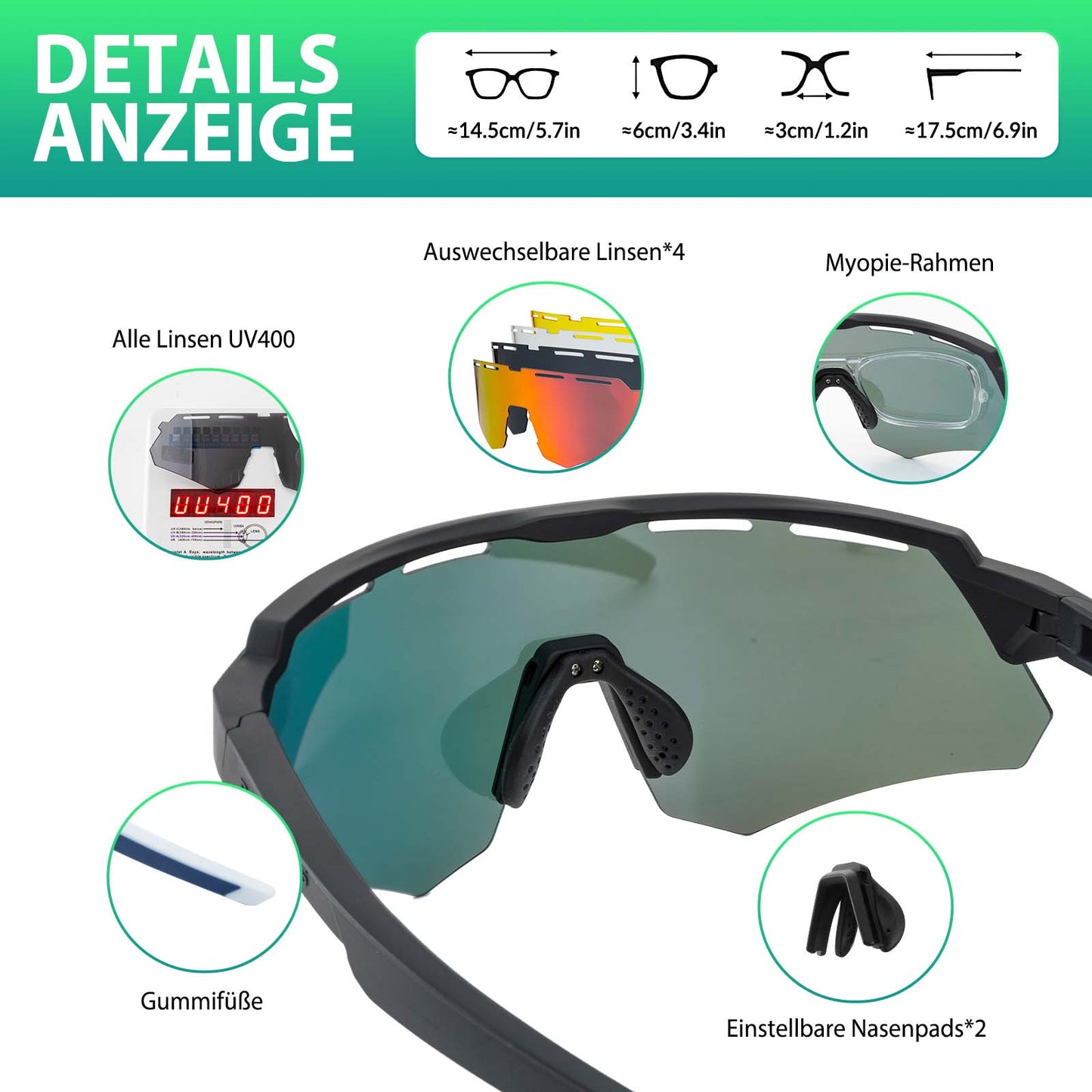 Lunettes de cyclisme polarisées avec 4 verres interchangeables ROCKBROS