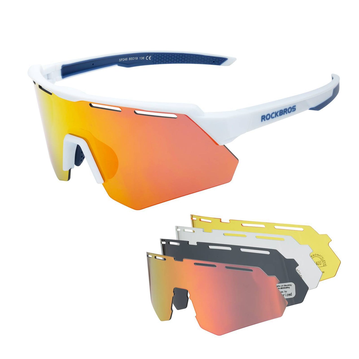 Lunettes de cyclisme polarisées avec 4 verres interchangeables ROCKBROS
