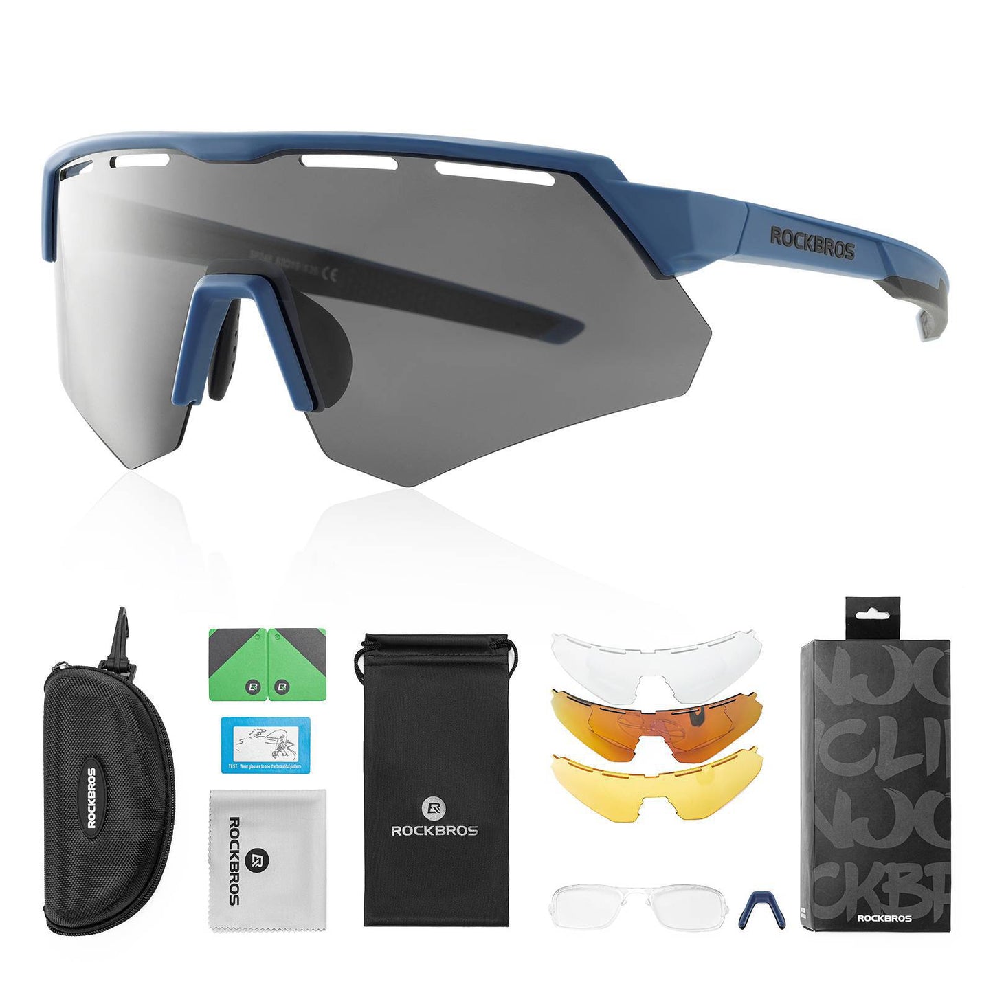 Lunettes de cyclisme polarisées avec 4 verres interchangeables ROCKBROS