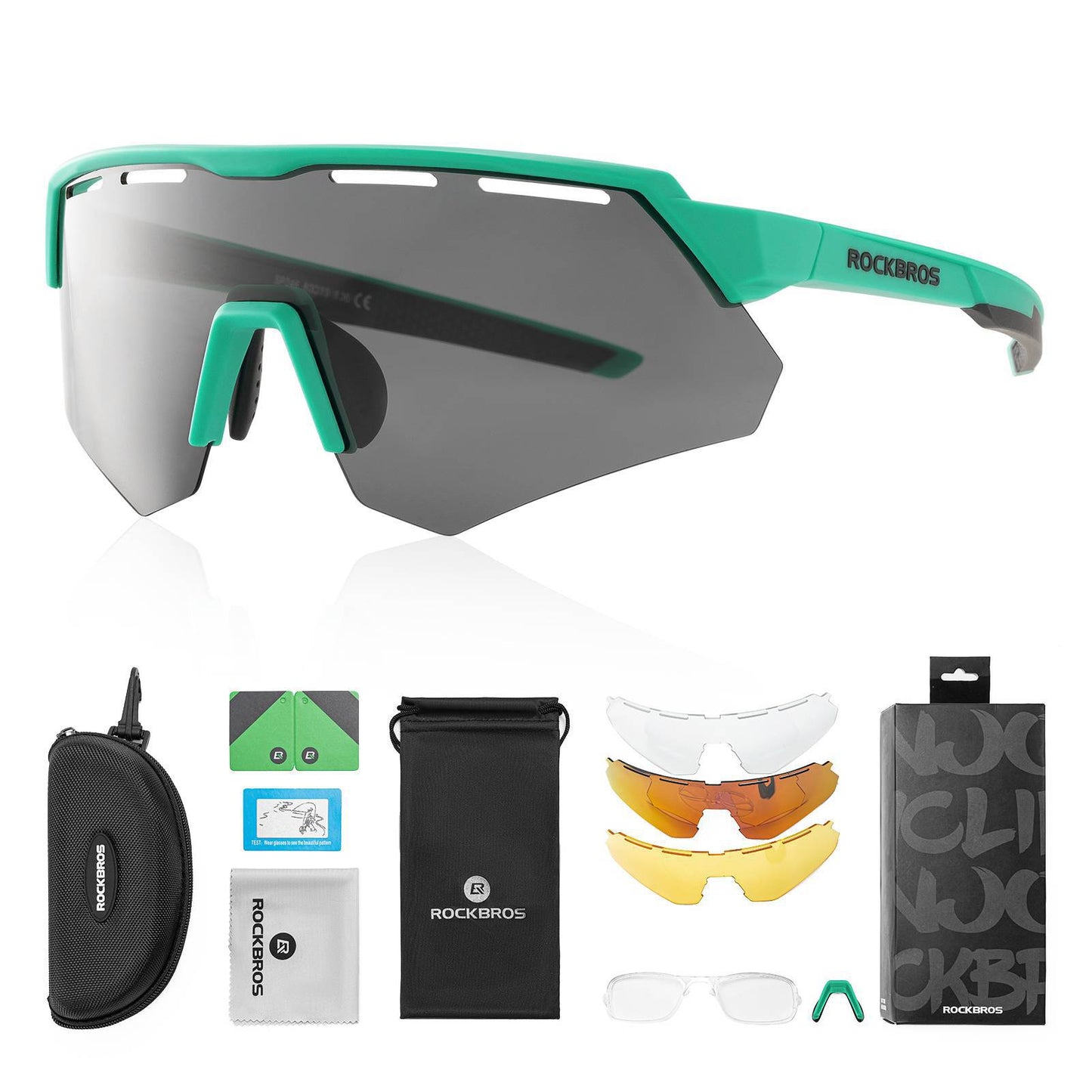 Lunettes de cyclisme polarisées avec 4 verres interchangeables ROCKBROS