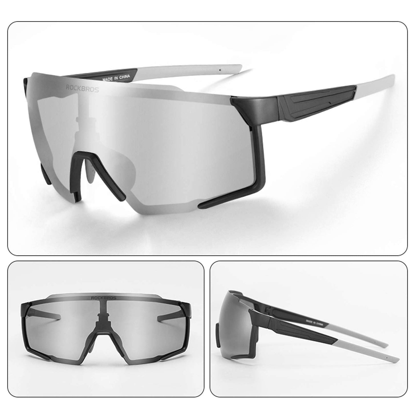 Lunettes de soleil polarisées, lunettes de cyclisme pour sports de plein air, noires, ROCKBROS