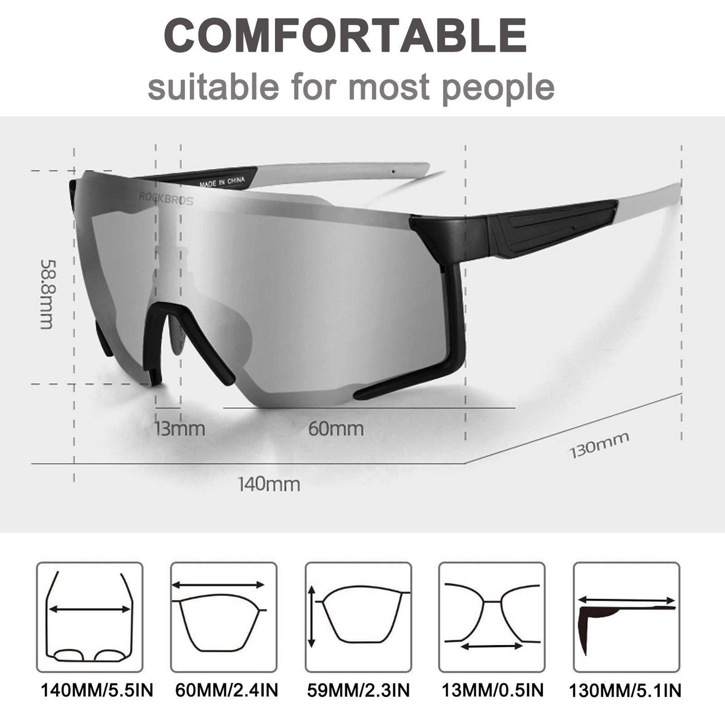 Lunettes de soleil polarisées, lunettes de cyclisme pour sports de plein air, noires, ROCKBROS
