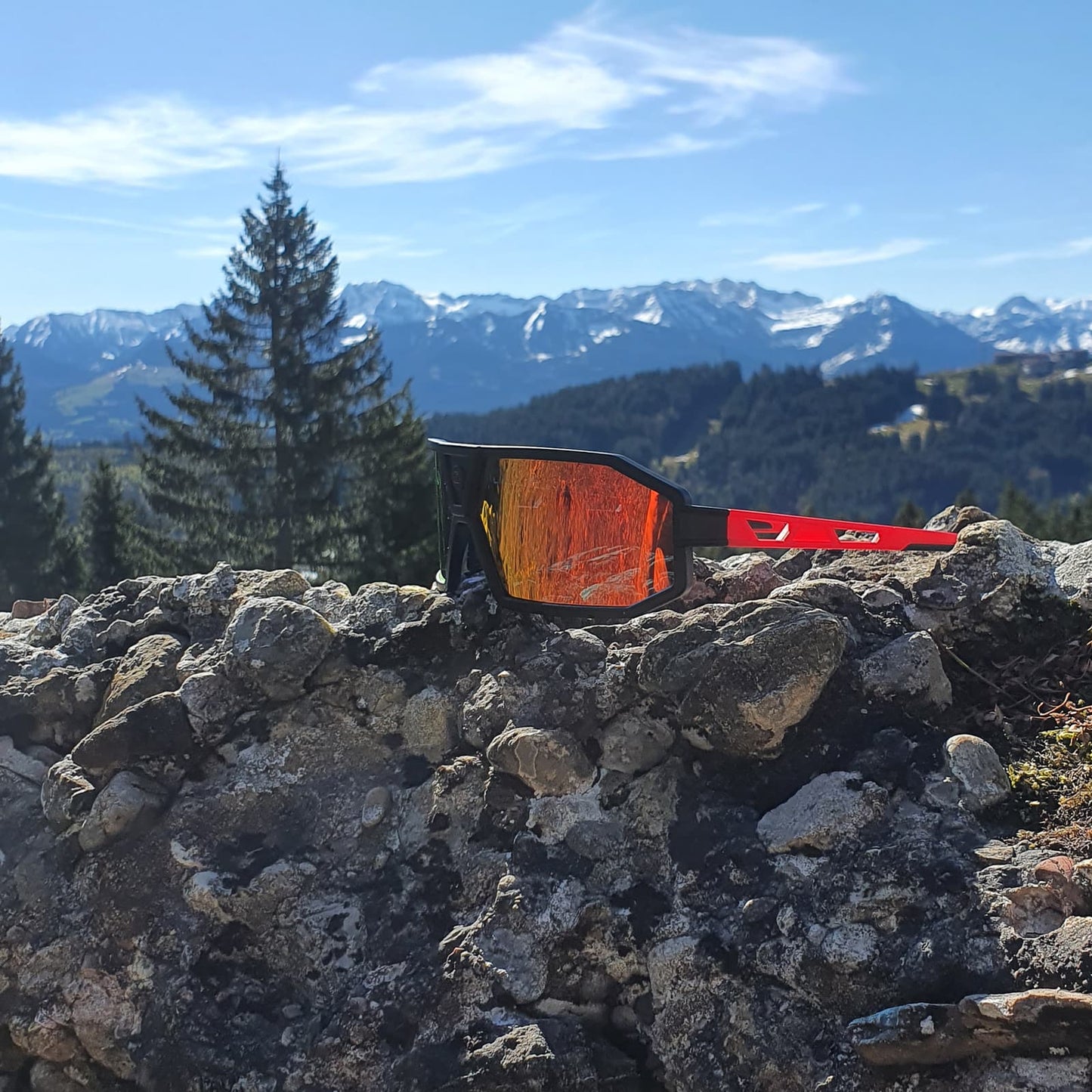 Lunettes de soleil polarisées pour cyclisme, unisexe, noir et rouge, ROCKBROS