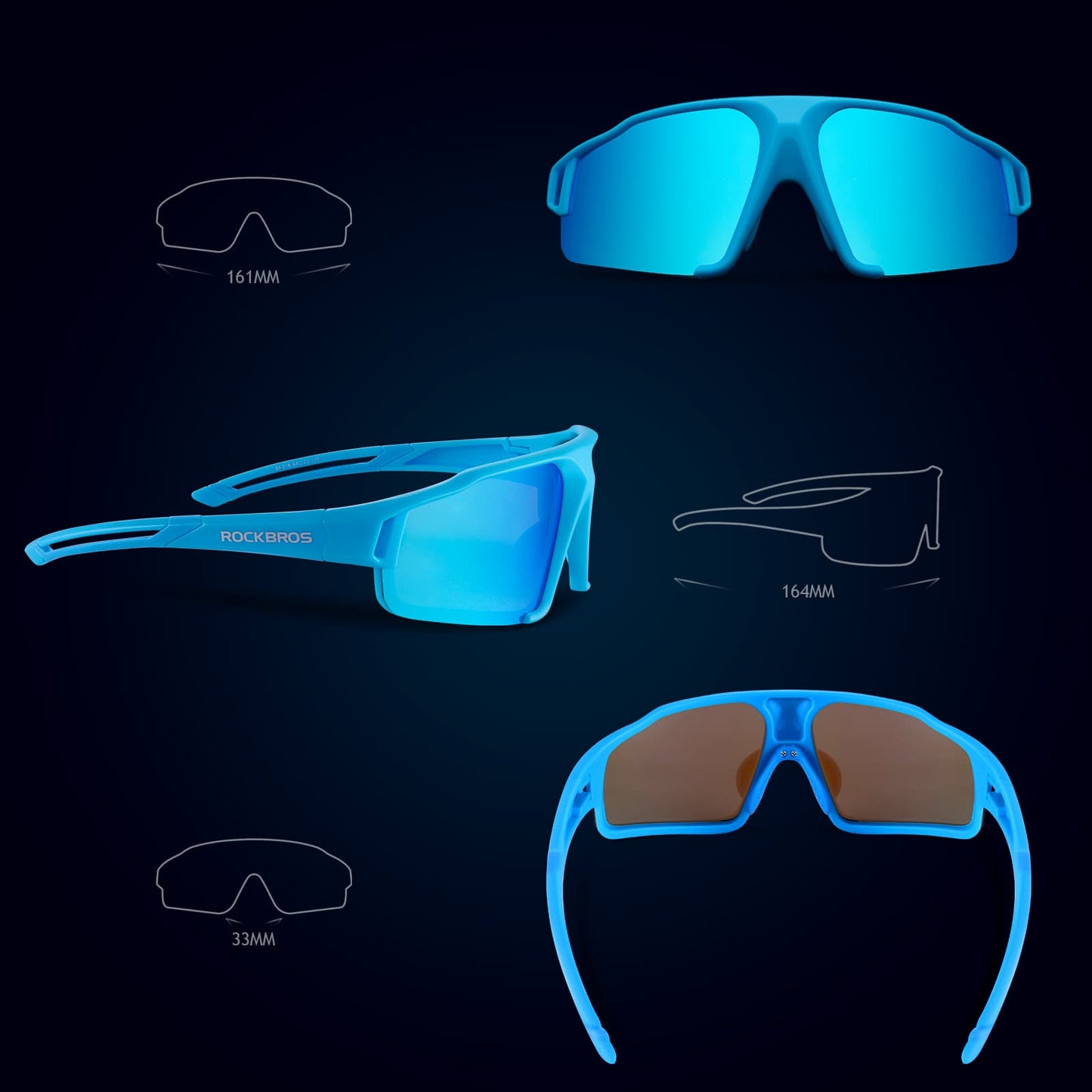 Lunettes de soleil polarisées avec protection UV400, bleu clair, unisexe, ROCKBROS