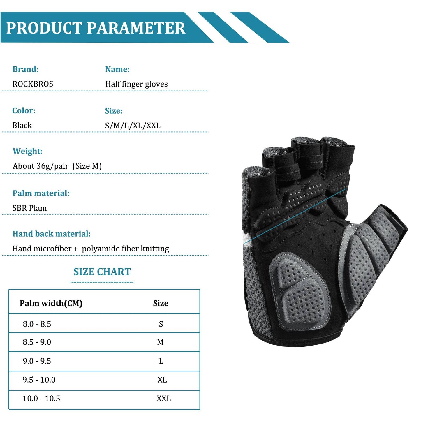 Gants de cyclisme demi-doigts, gants d'entraînement universels, ROCKBROS