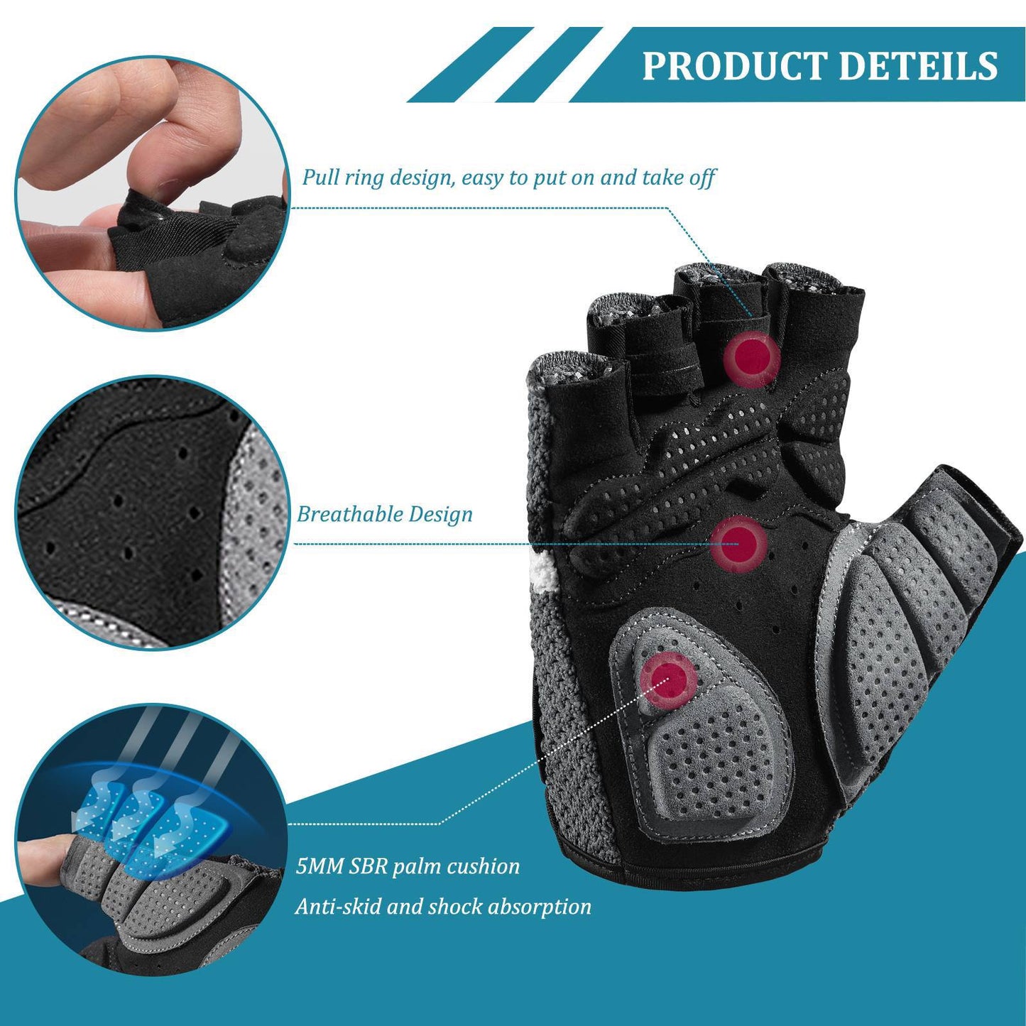 Gants de cyclisme demi-doigts, gants d'entraînement universels, ROCKBROS