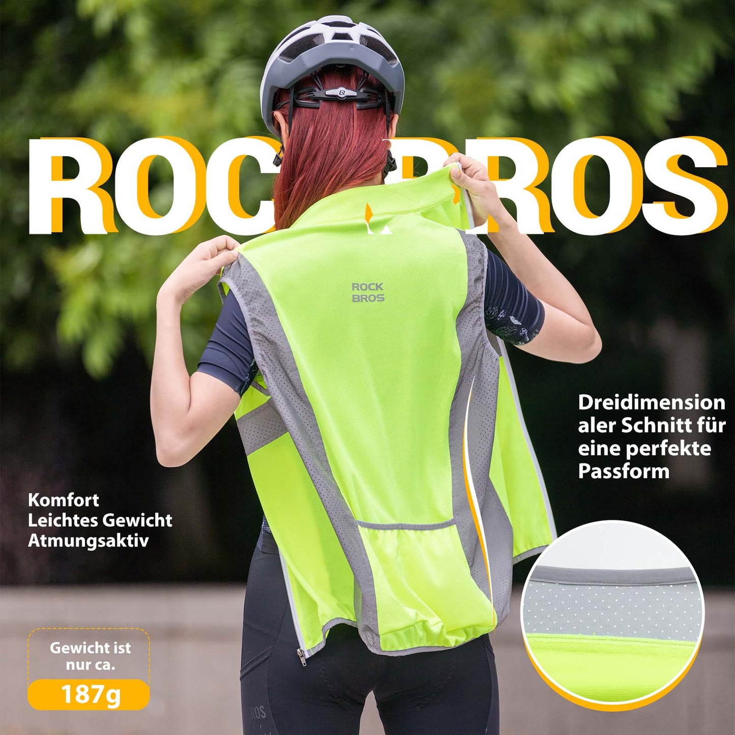 Gilet de sécurité réfléchissant pour la moto, vert fluorescent, ROCKBROS