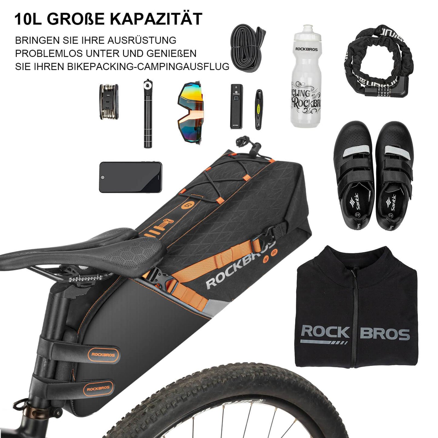Sacoche de selle étanche pour VTT et vélos de route, 10 L, ROCKBROS
